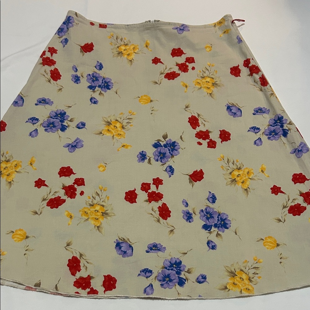 Cien Floral A-Line Cotton Skirt - Multicolor S